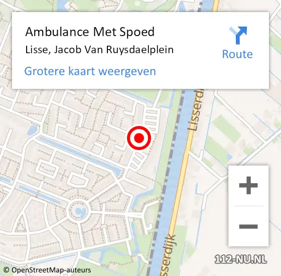 Locatie op kaart van de 112 melding: Ambulance Met Spoed Naar Lisse, Jacob Van Ruysdaelplein op 23 oktober 2018 10:00