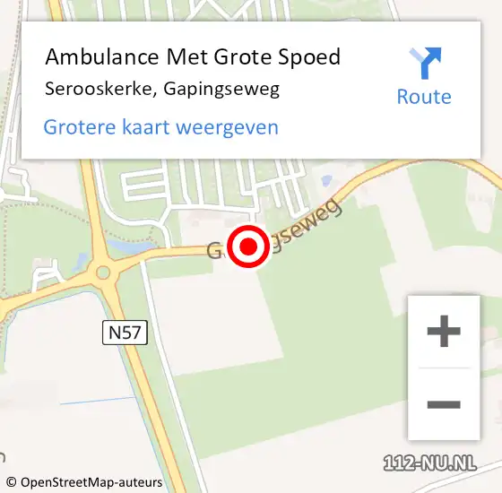 Locatie op kaart van de 112 melding: Ambulance Met Grote Spoed Naar Serooskerke, Gapingseweg op 23 oktober 2018 13:16