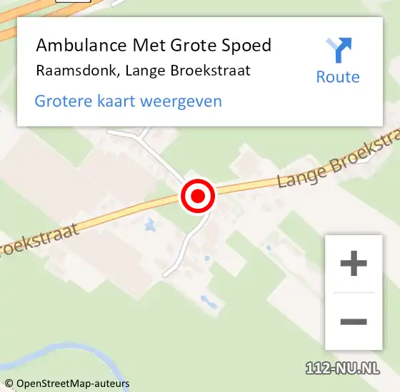 Locatie op kaart van de 112 melding: Ambulance Met Grote Spoed Naar Raamsdonk, Lange Broekstraat op 23 oktober 2018 13:55
