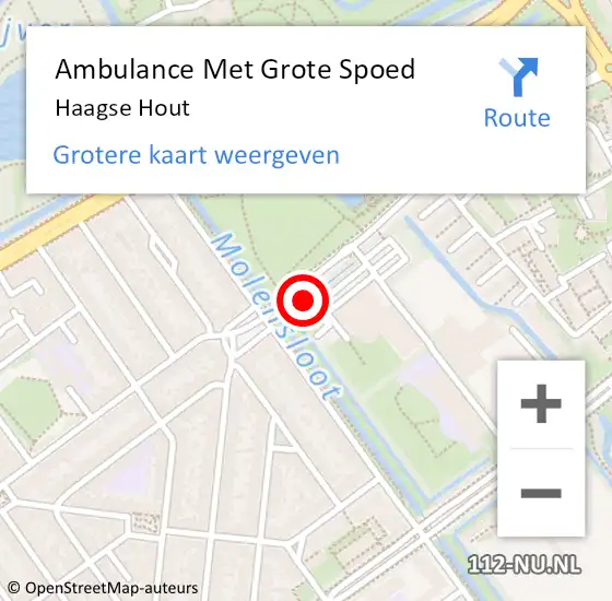 Locatie op kaart van de 112 melding: Ambulance Met Grote Spoed Naar Haagse Hout op 23 oktober 2018 15:43