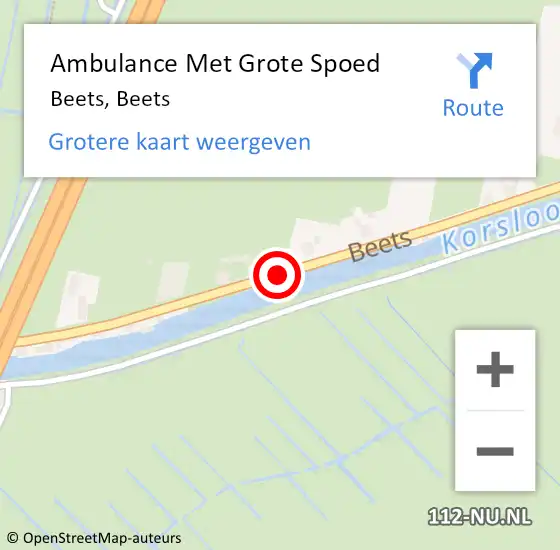 Locatie op kaart van de 112 melding: Ambulance Met Grote Spoed Naar Beets, Beets op 23 oktober 2018 17:11