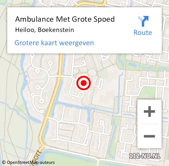 Locatie op kaart van de 112 melding: Ambulance Met Grote Spoed Naar Heiloo, Boekenstein op 23 oktober 2018 19:13