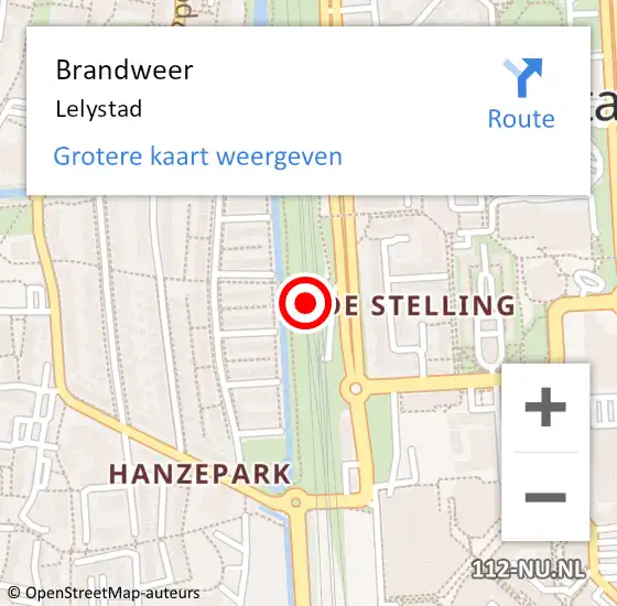 Locatie op kaart van de 112 melding: Brandweer Lelystad op 24 oktober 2018 00:11