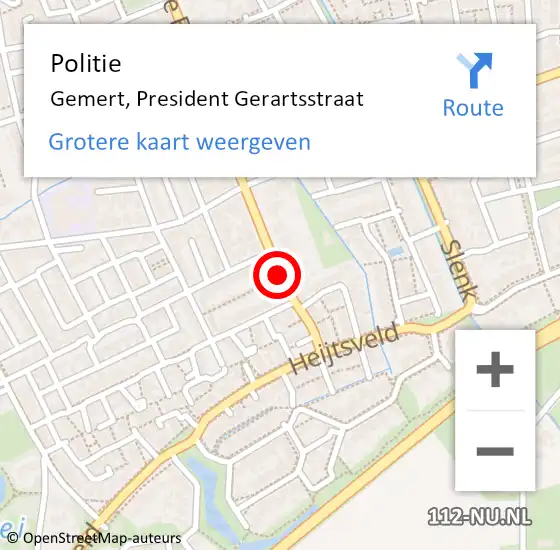 Locatie op kaart van de 112 melding: Politie Gemert, President Gerartsstraat op 24 oktober 2018 06:57