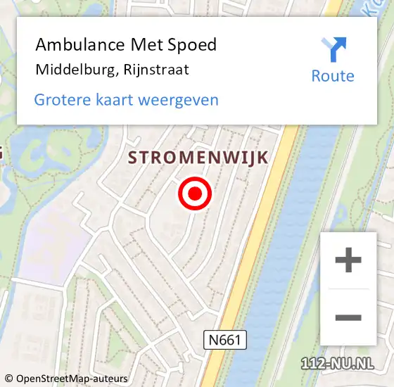 Locatie op kaart van de 112 melding: Ambulance Met Spoed Naar Middelburg, Rijnstraat op 24 oktober 2018 08:07