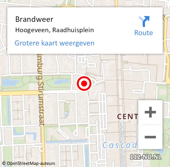 Locatie op kaart van de 112 melding: Brandweer Hoogeveen, Raadhuisplein op 24 oktober 2018 10:36