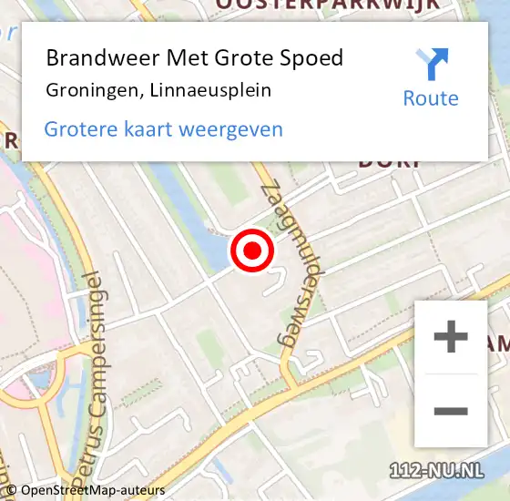 Locatie op kaart van de 112 melding: Brandweer Met Grote Spoed Naar Groningen, Linnaeusplein op 24 oktober 2018 11:50