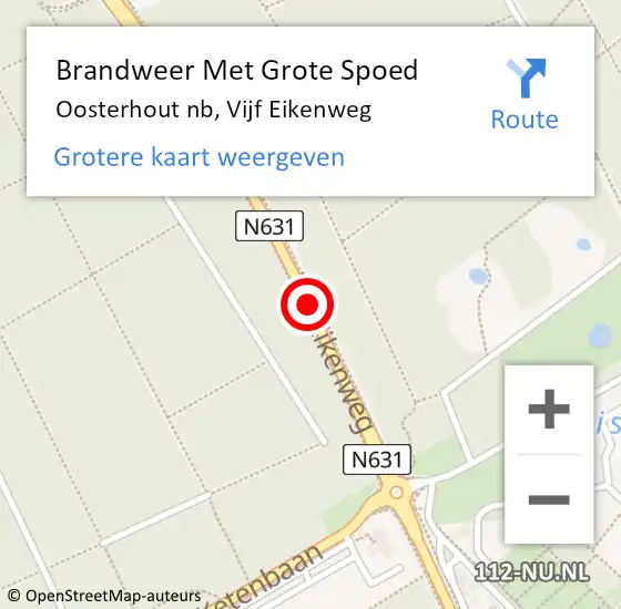 Locatie op kaart van de 112 melding: Brandweer Met Grote Spoed Naar Oosterhout nb, Vijf Eikenweg op 24 oktober 2018 12:31