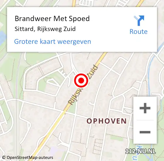Locatie op kaart van de 112 melding: Brandweer Met Spoed Naar Sittard, Rijksweg Zuid op 24 oktober 2018 16:41