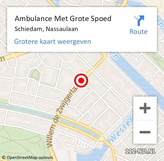 Locatie op kaart van de 112 melding: Ambulance Met Grote Spoed Naar Schiedam, Nassaulaan op 24 oktober 2018 18:12
