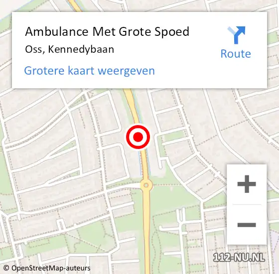 Locatie op kaart van de 112 melding: Ambulance Met Grote Spoed Naar Oss, Kennedybaan op 24 oktober 2018 21:13