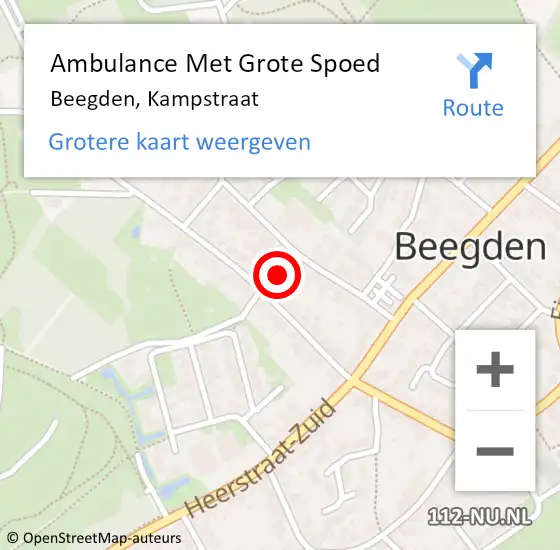Locatie op kaart van de 112 melding: Ambulance Met Grote Spoed Naar Beegden, Kampstraat op 25 oktober 2018 03:55
