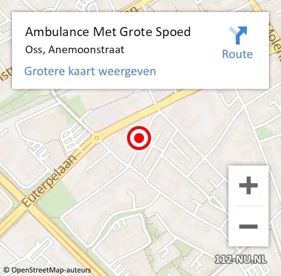 Locatie op kaart van de 112 melding: Ambulance Met Grote Spoed Naar Oss, Anemoonstraat op 25 oktober 2018 08:41
