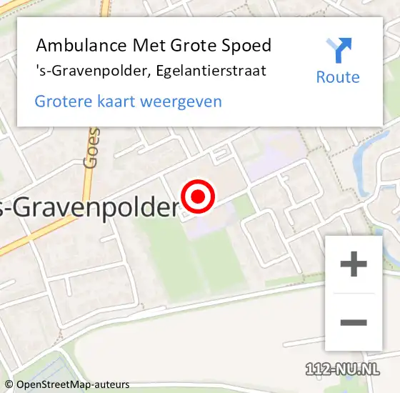 Locatie op kaart van de 112 melding: Ambulance Met Grote Spoed Naar 's-Gravenpolder, Egelantierstraat op 25 oktober 2018 11:35
