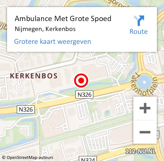 Locatie op kaart van de 112 melding: Ambulance Met Grote Spoed Naar Nijmegen, Kerkenbos op 25 oktober 2018 13:40