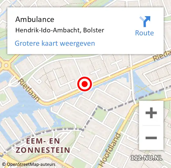 Locatie op kaart van de 112 melding: Ambulance Hendrik-Ido-Ambacht, Bolster op 25 oktober 2018 13:41
