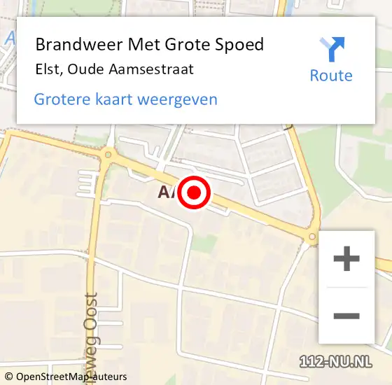 Locatie op kaart van de 112 melding: Brandweer Met Grote Spoed Naar Elst, Nieuwe Aamsestraat op 25 oktober 2018 16:52