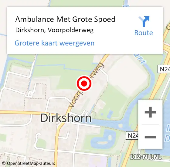 Locatie op kaart van de 112 melding: Ambulance Met Grote Spoed Naar Dirkshorn, Voorpolderweg op 25 oktober 2018 17:23
