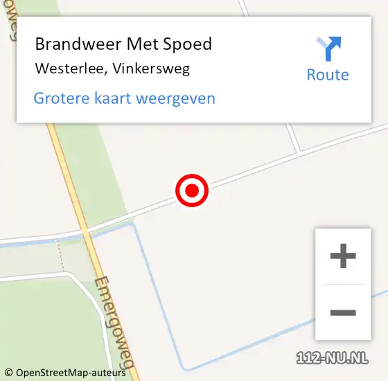 Locatie op kaart van de 112 melding: Brandweer Met Spoed Naar Westerlee, Vinkersweg op 25 oktober 2018 17:26