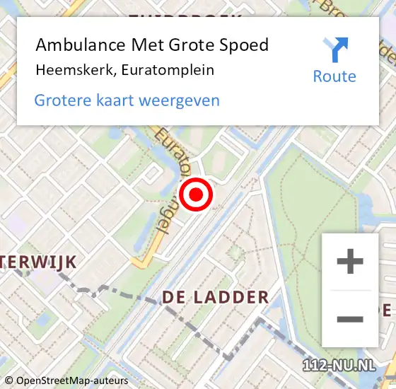 Locatie op kaart van de 112 melding: Ambulance Met Grote Spoed Naar Heemskerk, Euratomplein op 25 oktober 2018 23:06