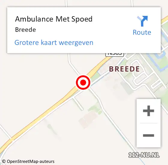 Locatie op kaart van de 112 melding: Ambulance Met Spoed Naar Breede op 26 oktober 2018 07:52