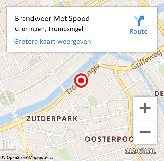 Locatie op kaart van de 112 melding: Brandweer Met Spoed Naar Groningen, Trompsingel op 26 oktober 2018 09:01