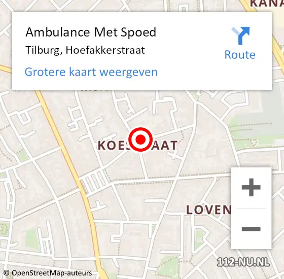 Locatie op kaart van de 112 melding: Ambulance Met Spoed Naar Tilburg, Hoefakkerstraat op 26 oktober 2018 12:58