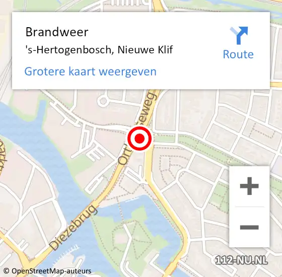 Locatie op kaart van de 112 melding: Brandweer 's-Hertogenbosch, Vught op 26 oktober 2018 15:21