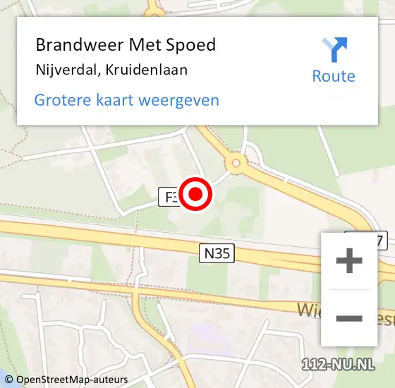 Locatie op kaart van de 112 melding: Brandweer Met Spoed Naar Nijverdal, Kruidenlaan op 26 oktober 2018 16:03