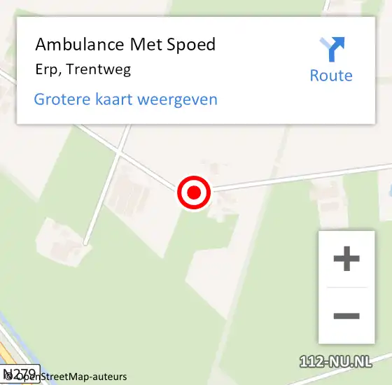 Locatie op kaart van de 112 melding: Ambulance Met Spoed Naar Erp, Trentweg op 26 oktober 2018 16:08