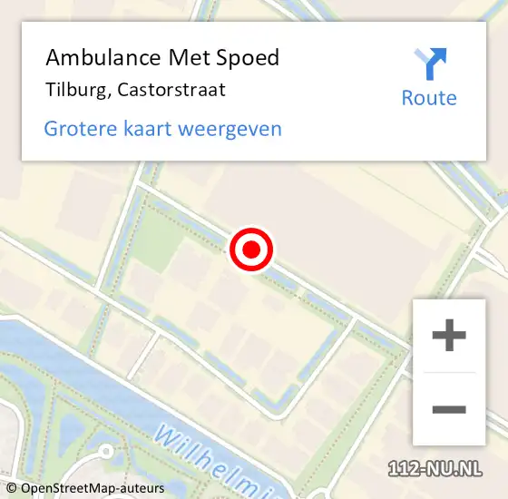 Locatie op kaart van de 112 melding: Ambulance Met Spoed Naar Tilburg, Castorstraat op 26 oktober 2018 16:21