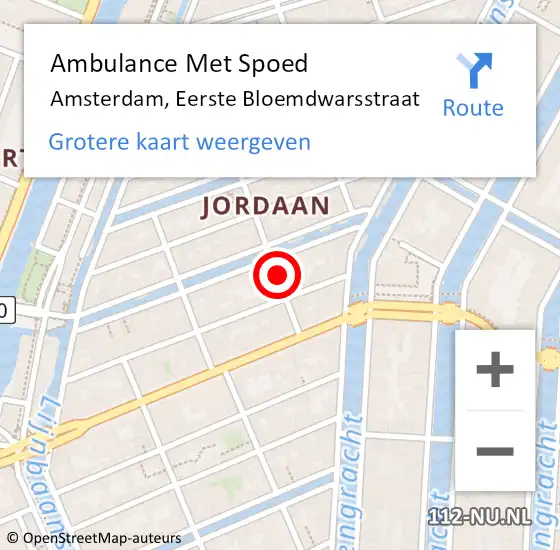 Locatie op kaart van de 112 melding: Ambulance Met Spoed Naar Amsterdam, Eerste Bloemdwarsstraat op 26 oktober 2018 18:26