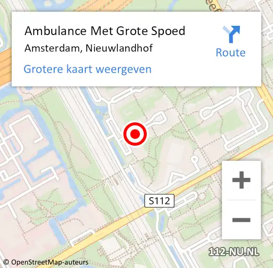 Locatie op kaart van de 112 melding: Ambulance Met Grote Spoed Naar Amsterdam, Nieuwlandhof op 26 oktober 2018 18:28