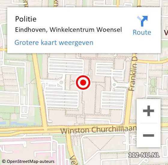 Locatie op kaart van de 112 melding: Politie Eindhoven, Winkelcentrum Woensel op 26 oktober 2018 21:09