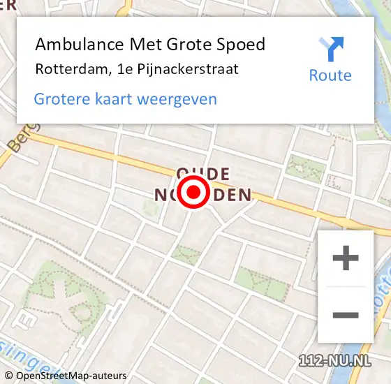Locatie op kaart van de 112 melding: Ambulance Met Grote Spoed Naar Rotterdam, 1e Pijnackerstraat op 27 oktober 2018 00:32