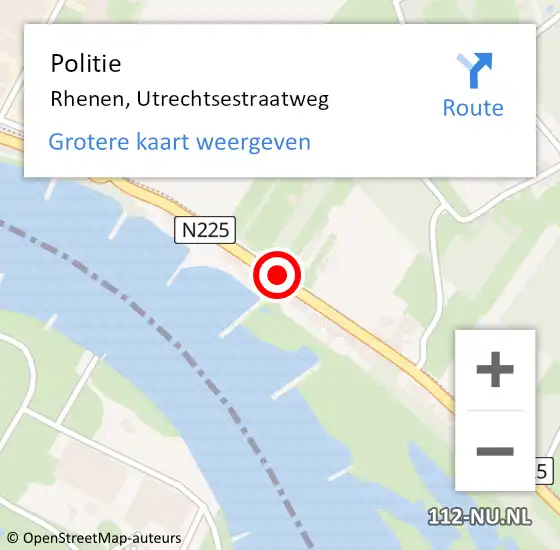 Locatie op kaart van de 112 melding: Politie Rhenen, Utrechtsestraatweg op 27 oktober 2018 03:11