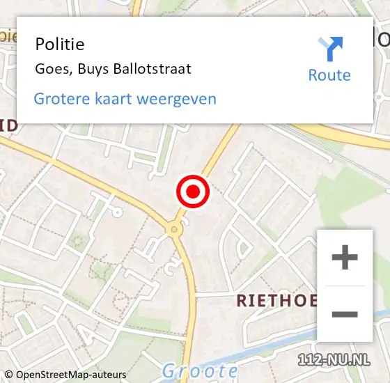 Locatie op kaart van de 112 melding: Politie Goes, Buys Ballotstraat op 27 oktober 2018 09:19