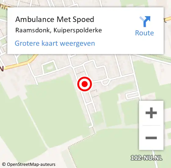 Locatie op kaart van de 112 melding: Ambulance Met Spoed Naar Raamsdonk, Kuiperspolderke op 27 oktober 2018 10:26