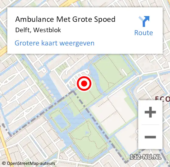 Locatie op kaart van de 112 melding: Ambulance Met Grote Spoed Naar Delft, Westblok op 27 oktober 2018 13:33