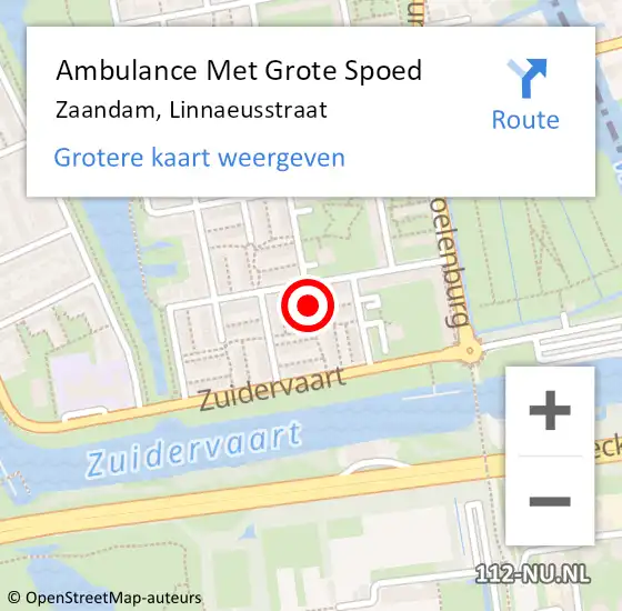 Locatie op kaart van de 112 melding: Ambulance Met Grote Spoed Naar Zaandam, Linnaeusstraat op 27 oktober 2018 14:44