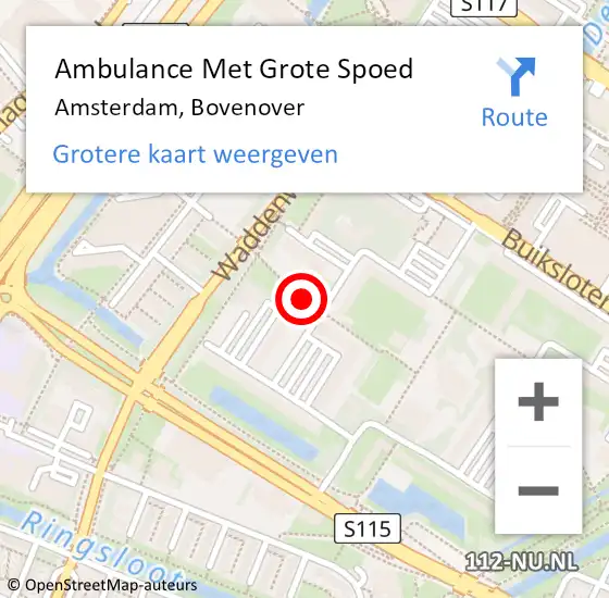 Locatie op kaart van de 112 melding: Ambulance Met Grote Spoed Naar Amsterdam, Bovenover op 27 oktober 2018 18:02