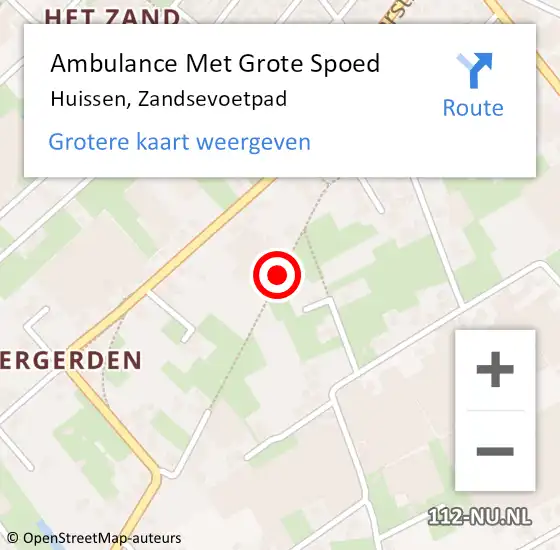 Locatie op kaart van de 112 melding: Ambulance Met Grote Spoed Naar Huissen, Zandsevoetpad op 27 oktober 2018 18:23