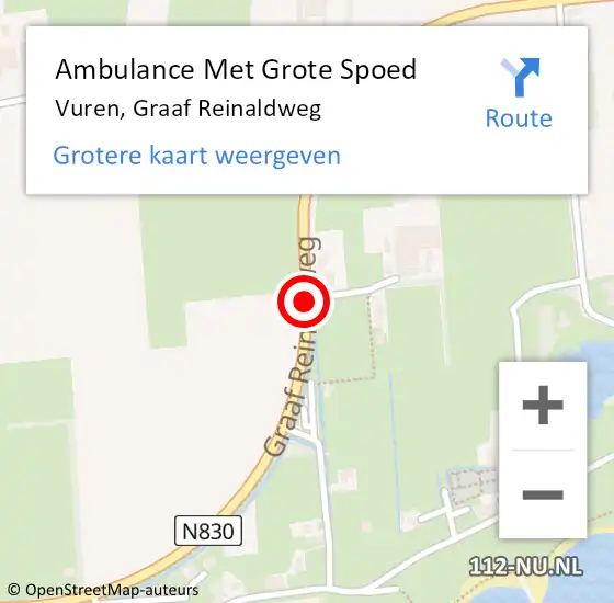 Locatie op kaart van de 112 melding: Ambulance Met Grote Spoed Naar Vuren, Graaf Reinaldweg op 27 oktober 2018 20:22