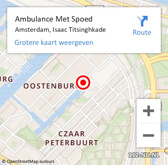 Locatie op kaart van de 112 melding: Ambulance Met Spoed Naar Amsterdam, Isaac Titsinghkade op 27 oktober 2018 21:31