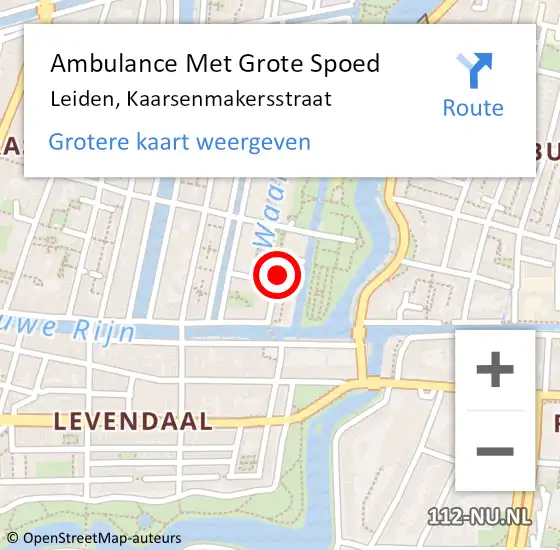 Locatie op kaart van de 112 melding: Ambulance Met Grote Spoed Naar Leiden, Kaarsenmakersstraat op 28 oktober 2018 01:10