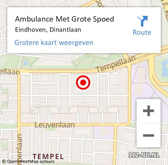 Locatie op kaart van de 112 melding: Ambulance Met Grote Spoed Naar Eindhoven, Dinantlaan op 28 oktober 2018 05:03