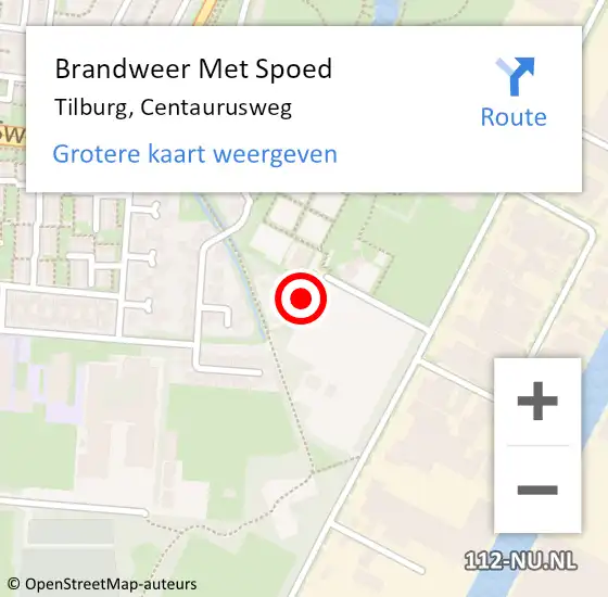 Locatie op kaart van de 112 melding: Brandweer Met Spoed Naar Tilburg, Centaurusweg op 28 oktober 2018 08:59