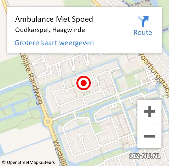 Locatie op kaart van de 112 melding: Ambulance Met Spoed Naar Oudkarspel, Haagwinde op 28 oktober 2018 10:10