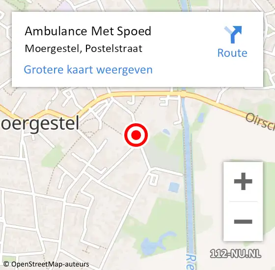 Locatie op kaart van de 112 melding: Ambulance Met Spoed Naar Moergestel, Postelstraat op 28 oktober 2018 14:59