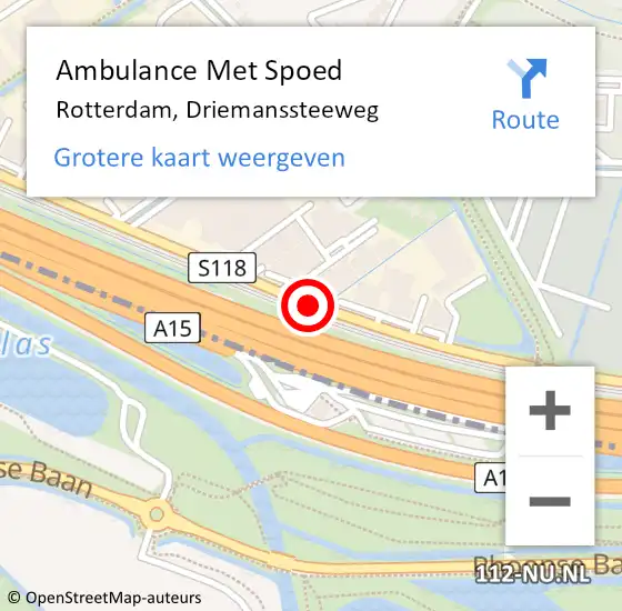 Locatie op kaart van de 112 melding: Ambulance Met Spoed Naar Rotterdam, Driemanssteeweg op 28 oktober 2018 17:07